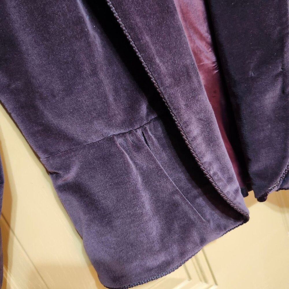 Vintage 80s Women's Size 4 Velvet Cropped Blazer Eggplant Purple USA Union Made - Picture 3 of 8